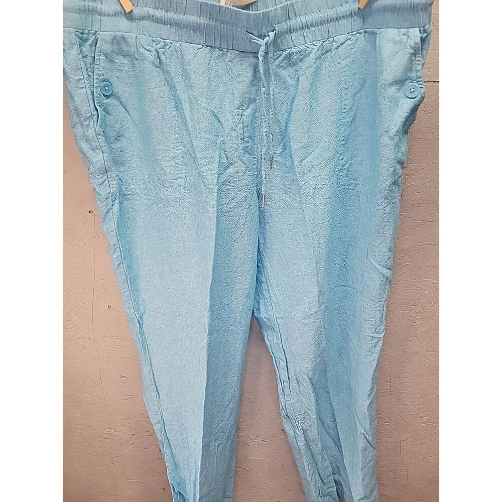Jones New York Blue Linen Stonewash Ankle‎ Pants XL